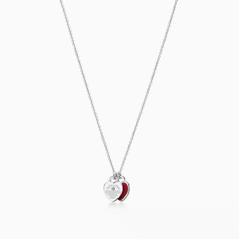Wholesale Epoxy diamond gold-plated heart clavicle necklace